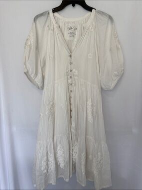 Kyla Seo Cream Embroidered Button-Front Maxi Dress